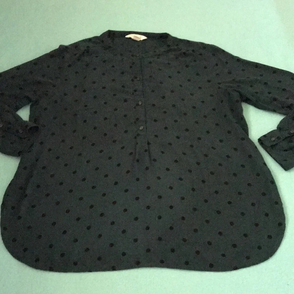 OLD NAVY the tunic shirt polka dots half button up collar button cuffs size XL - Picture 1 of 9
